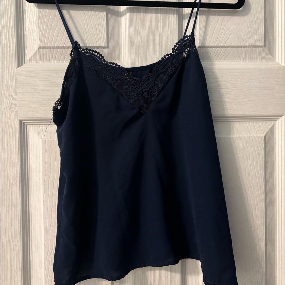 SHEIN Navy Lace Detail Cami Top